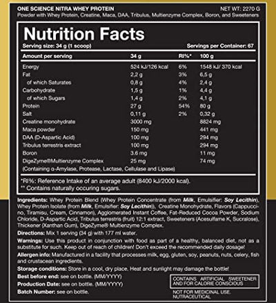 One Science Nutrition (OSN) Nitra Whey - DAA | Tribulus Terrestis | Maca powder and Boron & Creatine Monohydrate | 27g Protein | 3g Creatine | 5.2g Glutamine | 6.6g BCAA - 5lbs - Chocolate Brownie