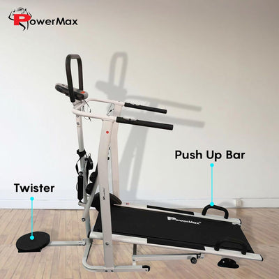 MFT-410 Non-electric Manual Treadmill Foldable | Multifunction (Jogger | Stepper | Twister | Push up Bar) | 3-Level Incline | 120-kg Max User Weight - Ideal for Home Use