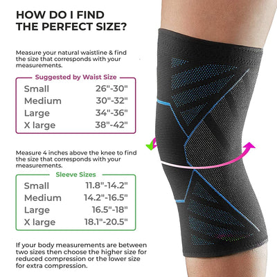 Knee Support (1 Pair - both legs) – Knee Cap for Men & Women | Knee Sleeves for Running Jogging Gym Squats | 4 Way Compression Knee Sleeves | Sleeves for Sports Arthritis (Multicolor)