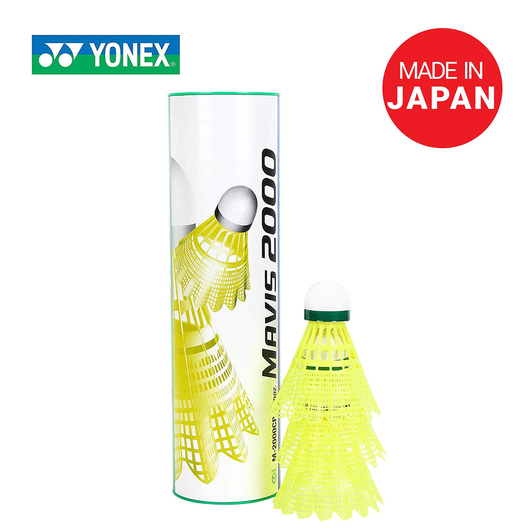 Mavis 2000 Green Cap Nylon Badminton Shuttlecock | Pack of 6 - Made in Japan