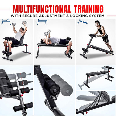 BM-100A Adjustable Multi-functional Bench Press for Home and Gym Max User Weight 130kg with 5 Level Back Rest Incline Secured Adjustments and 8 Level Handlebar Height Adjustment