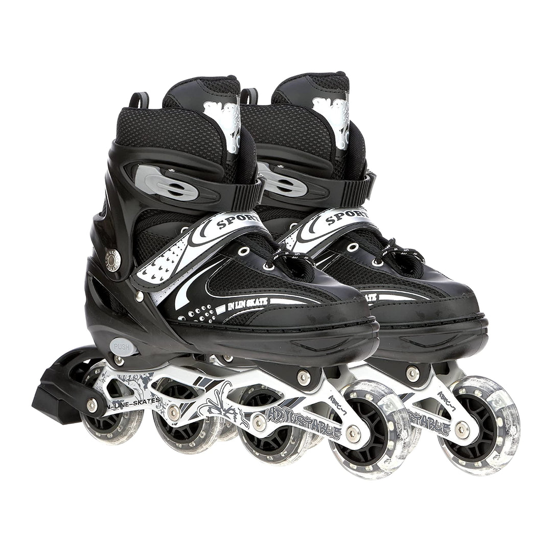 732 Aluminum-Alloy Adjustable Inline Skates | 70mm Wheels | Medium (Black)