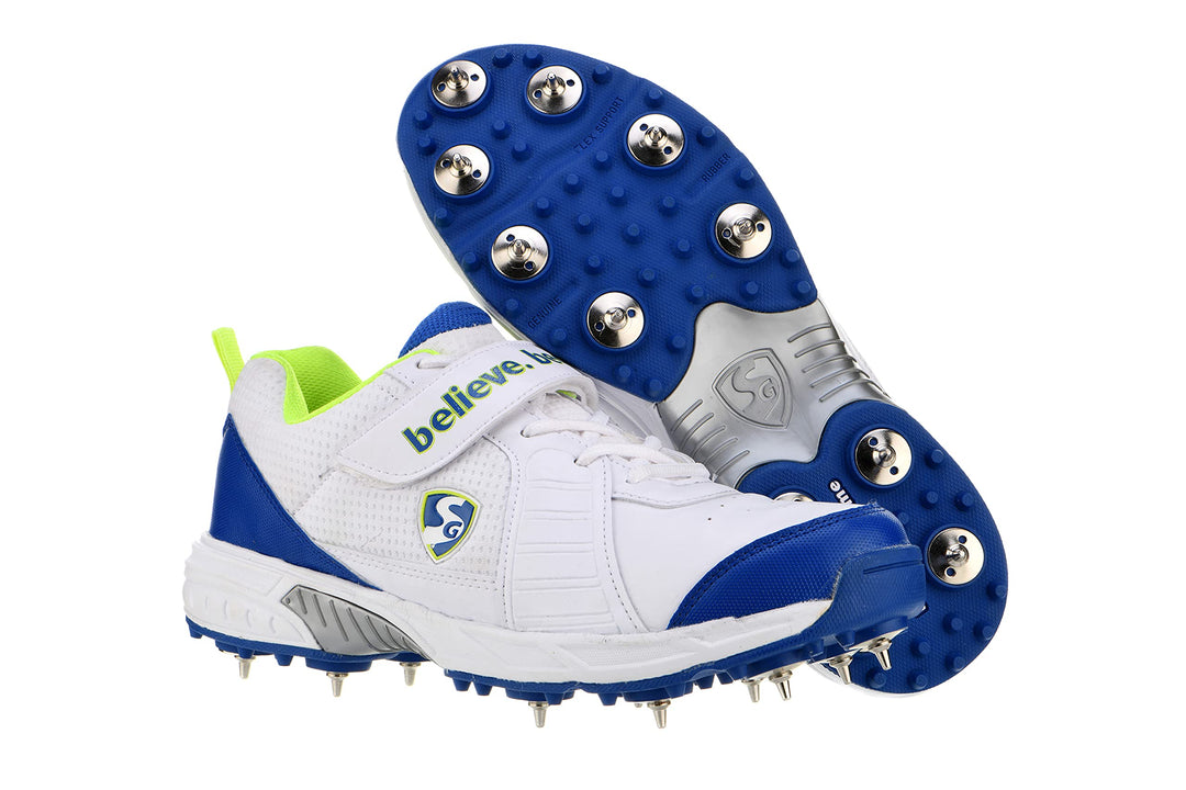 Unisex-Adult Savage Spikes Sports Shoes (White | Lime | R.Blue)