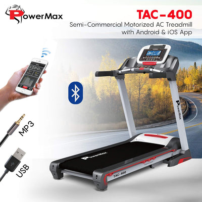 TAC-400 (8 HP Peak ) Premiun AC Motorized Treadmill for Home Use |18 Pre-Set Max Pro Workout Session?Max User Wt.120kg |18 Level Auto Incline | Top Speed:18 Km/hr | Spring Resistance?