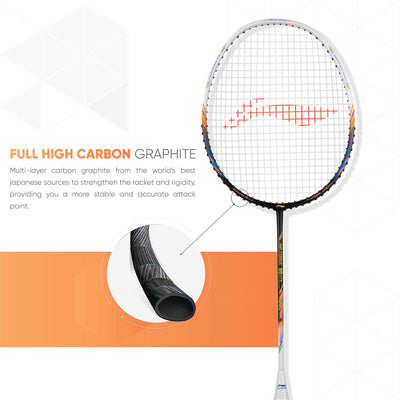 Air Force 80 Lite Carbon Fibre Strung Badminton Racket with Free Full Cover(Black/White |Pack of 1)