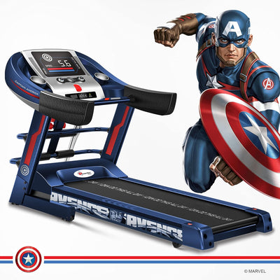 MTM-1000M Captain America Edition (4HP Peak) Smart Folding Electric Treadmill with Manual Incline | MP3 | Speaker | Exercise Machine for Home Gym and Cardio Training - Blue