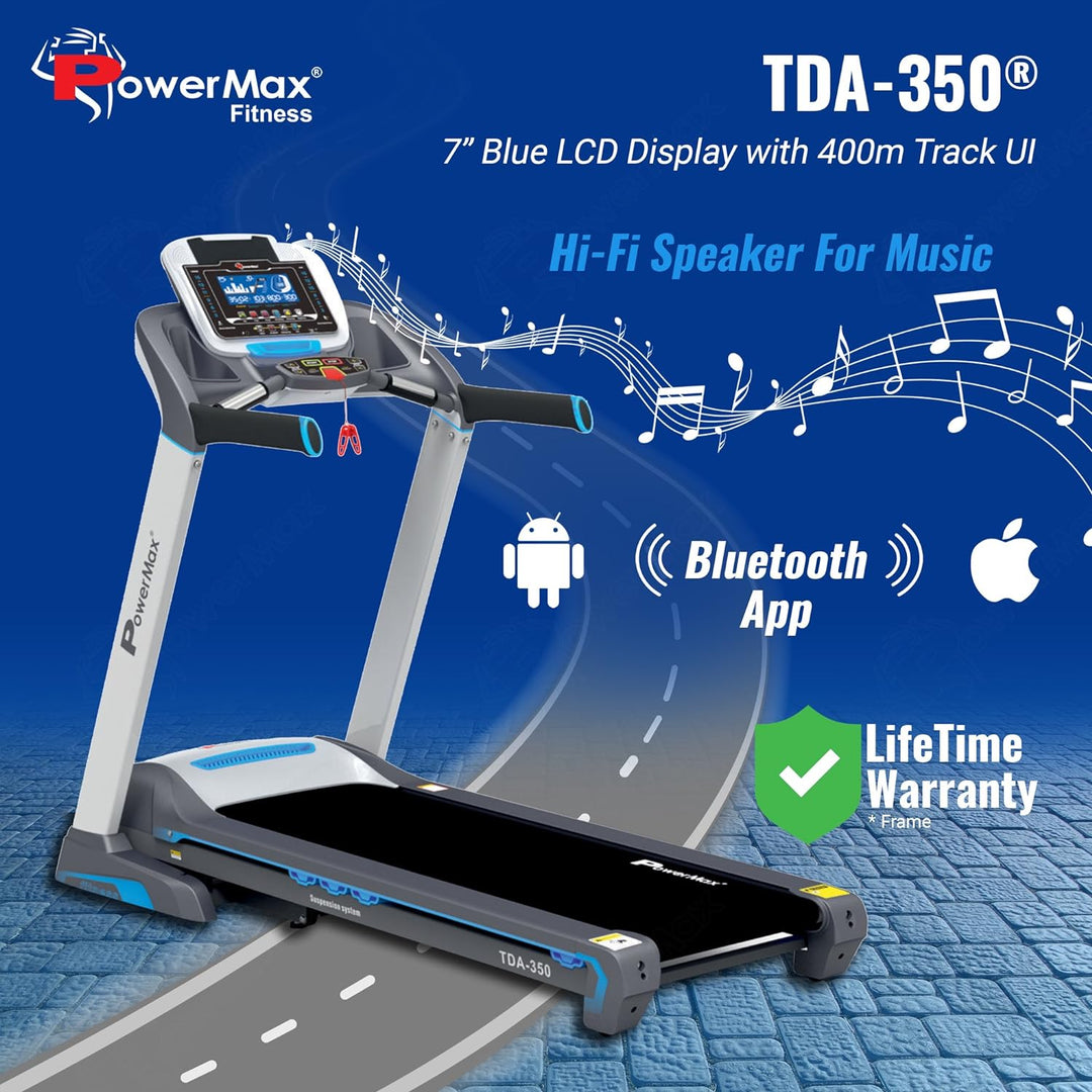 TDA-350 (6HP Peak) Treadmill for Home Use  |12 Pre-Set Max Pro Workout Session?Max User Wt.120kg | 18 Level Auto Incline | Top Speed:18 Km/hr | Spring Resistance?(FREE INSTALLATION )