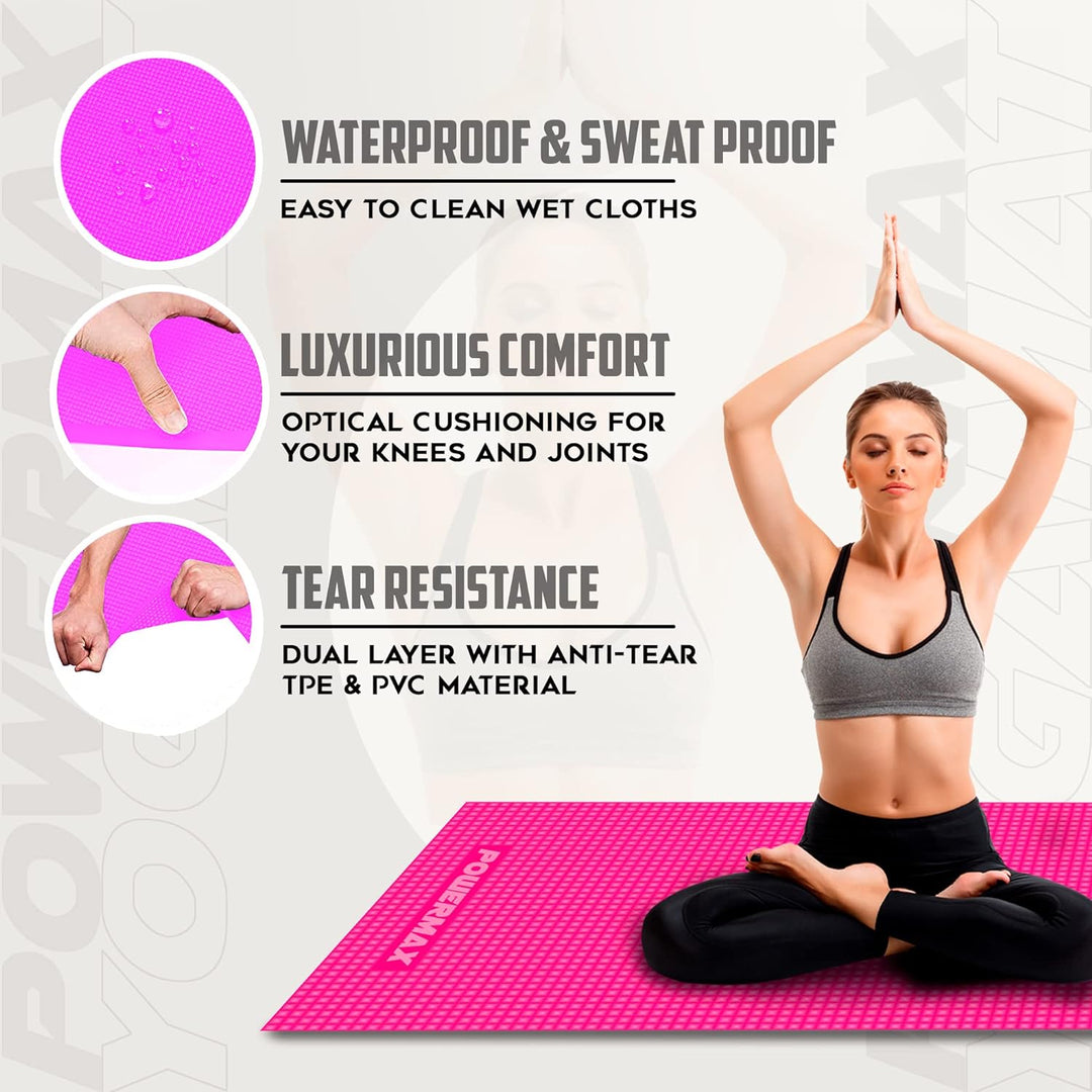 YE6-1.2-PK 6mm Thick Premium Exercise Yoga Mat for Gym Workout [Ultra-Dense Cushioning | Tear Resistance & Water Proof] Eco-Friendly Non-Slip Yoga Mat for Gym and Any General Fitness
