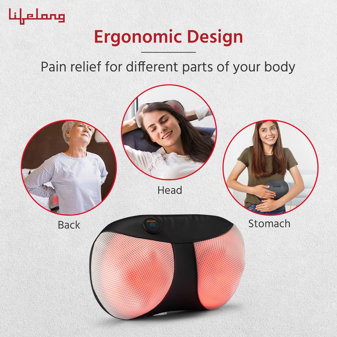 Back and Body Massager with Strong Deep Kneading nodes for Back | Neck | Shoulders Muscle Pain Relief and Portable Massager (1 Year Warranty | Black)