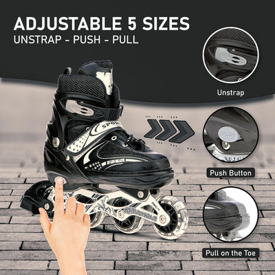 733 Aluminum-Alloy Adjustable Inline Skates | 70mm Wheels | Large (Green)