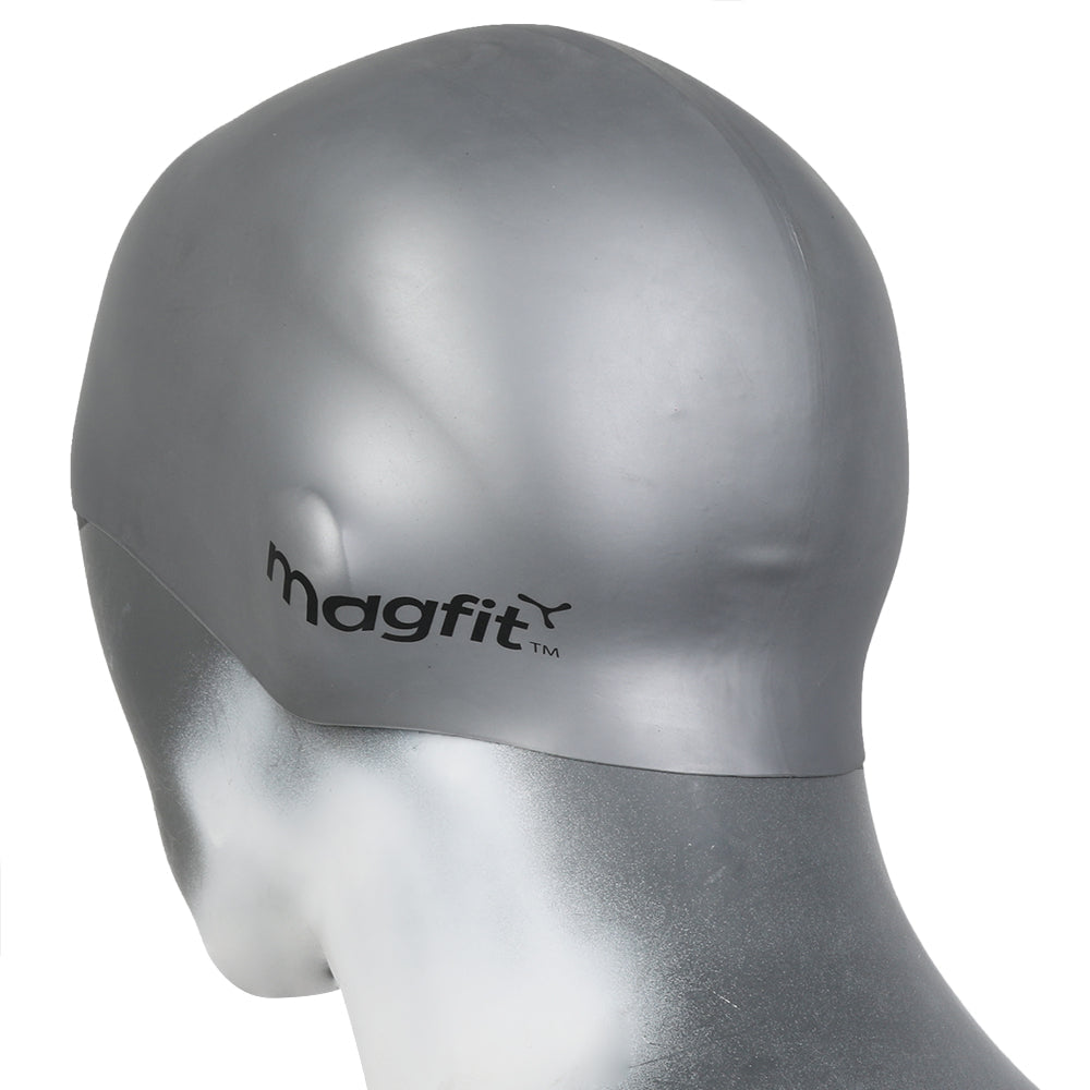Magfit Unisex Long Hair Swimming Cap (Silver)