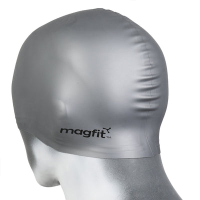 Magfit Unisex Plain Silicone Swimming Cap (Silver)