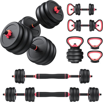 Burnlab 6 in 1 Multifunctional Weight Training Kit - Dumbbells | Kettlebells and Barbells in 1