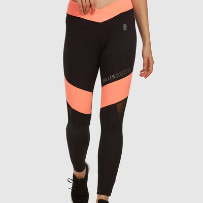 V Waist Tights - Black and Coral - Baller Athletik