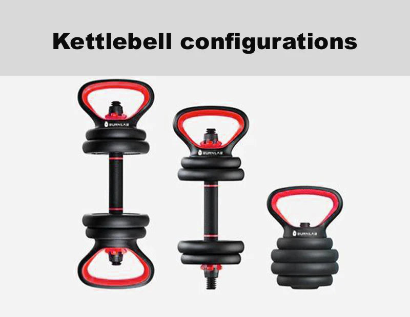 Burnlab 6 in 1 Multifunctional Weight Training Kit - Dumbbells | Kettlebells and Barbells in 1