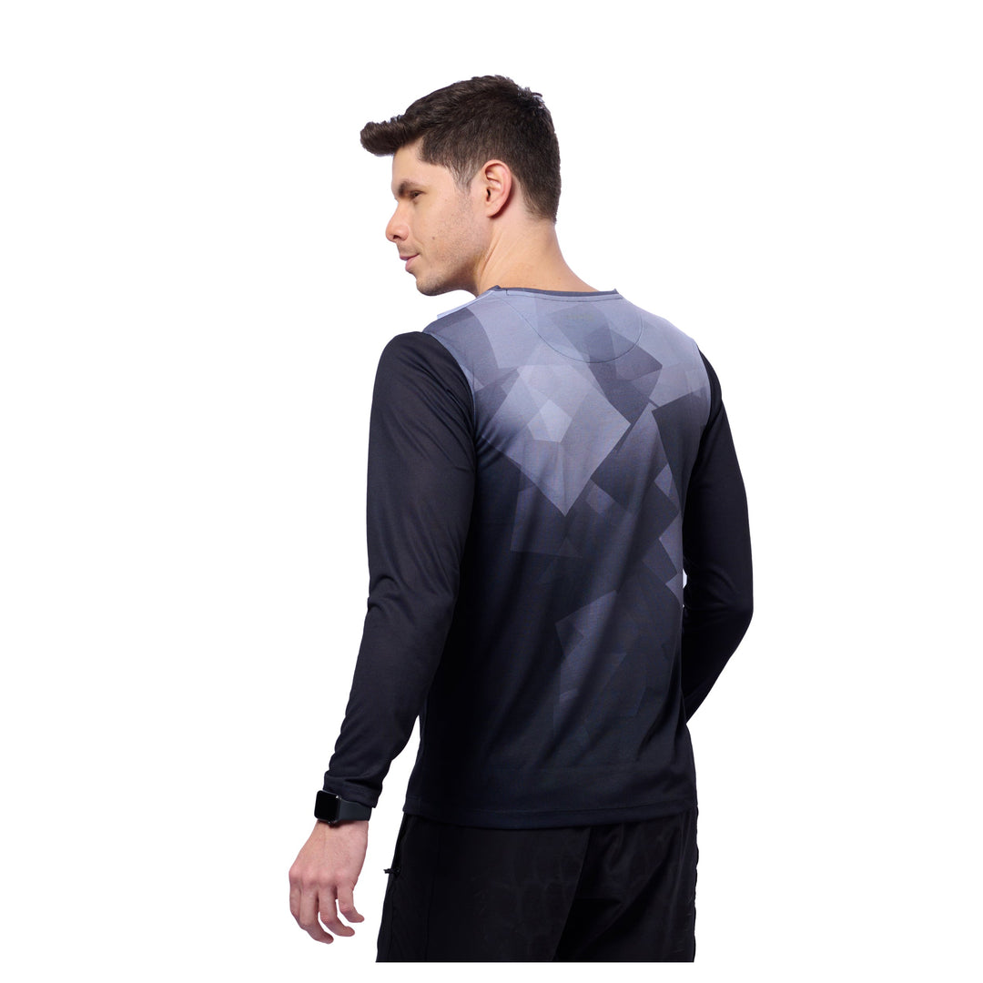 Men's Digital print outdoor Training full sleeve T-shirt (Black)