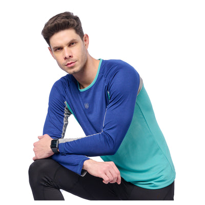 Men's breathable color block full sleeve T-shirt for Running/Training/ Gym workout/sports