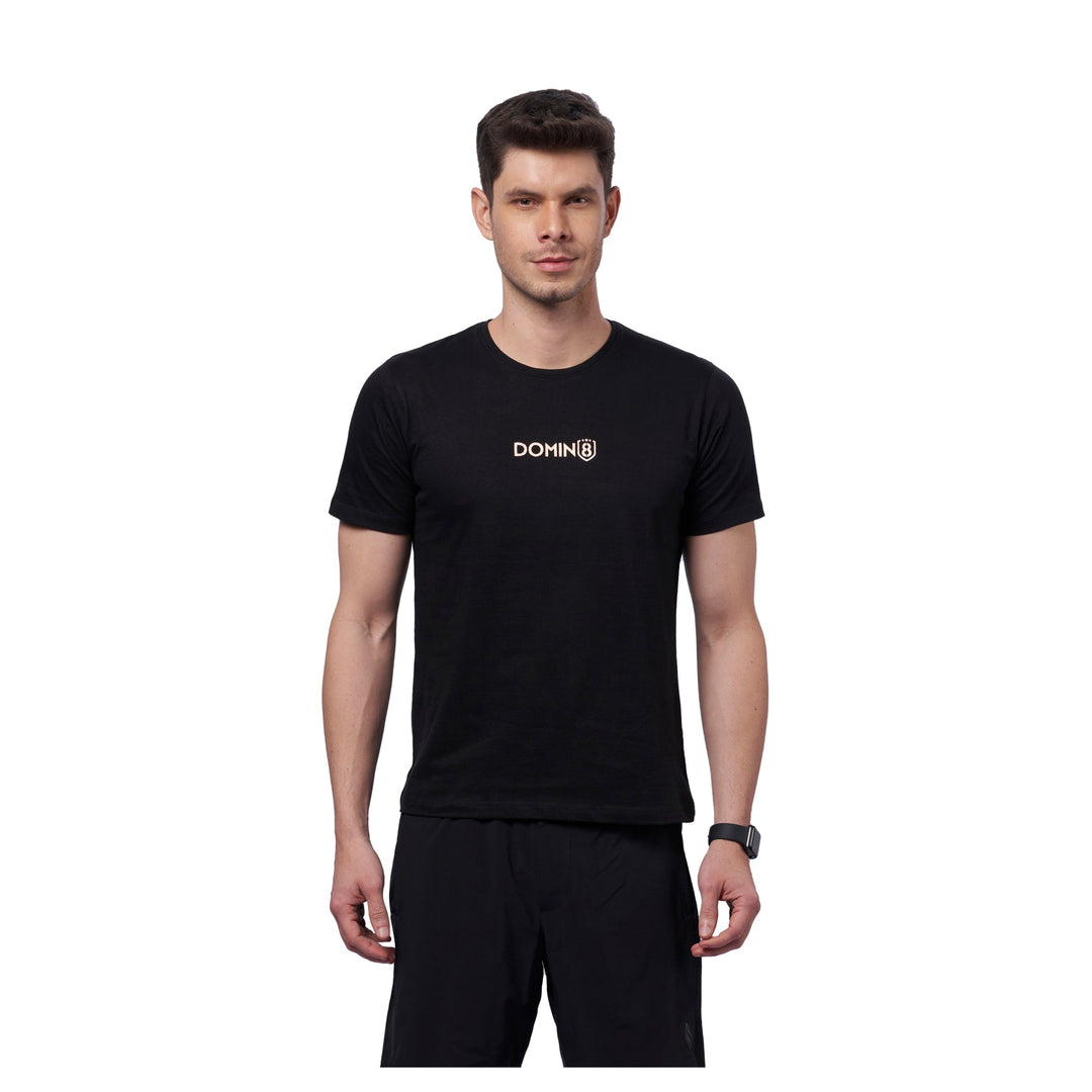 Men's chest metallic branded Couple T-Shirt | Black (Black)