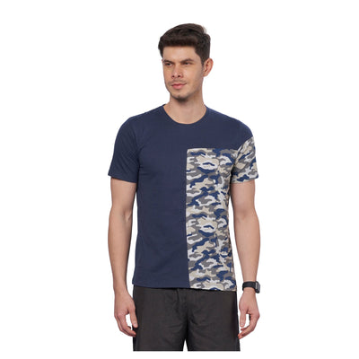 Men's Camouflage Panel Training Outdoor T-Shirt (Navy)