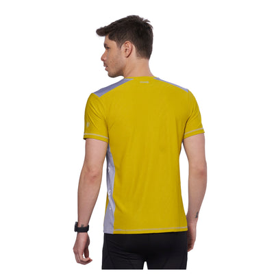 Men's Contrast Cut and sew at Side Training T-Shirt (Yellow)