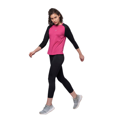 Women's Raglan Full Sleeve Outdoor Training T-Shirt (Hot Pink)