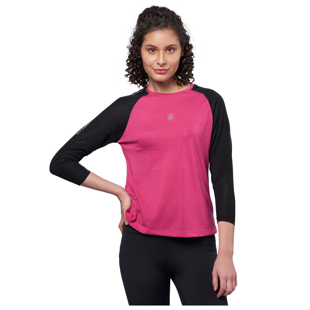 Women's Raglan Full Sleeve Outdoor Training T-Shirt (Hot Pink)