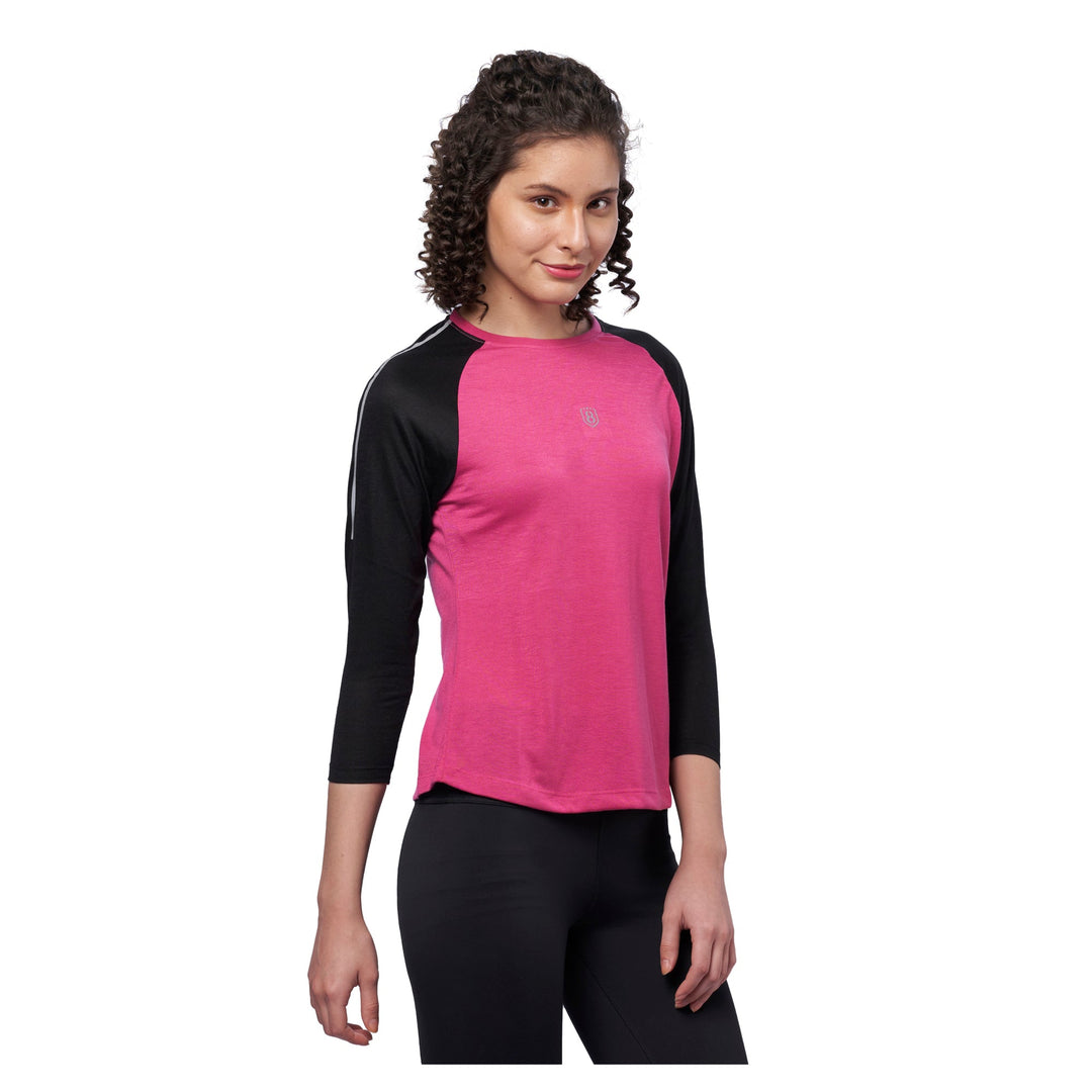 Women's Raglan Full Sleeve Outdoor Training T-Shirt (Hot Pink)