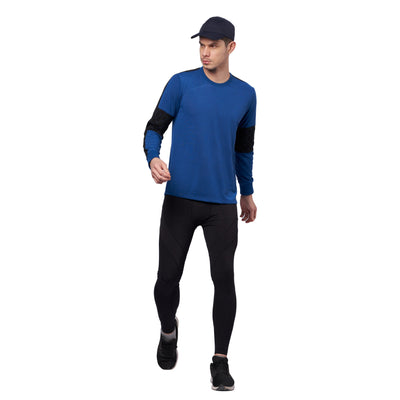 Men's color block full sleeve T-shirt (Blue)