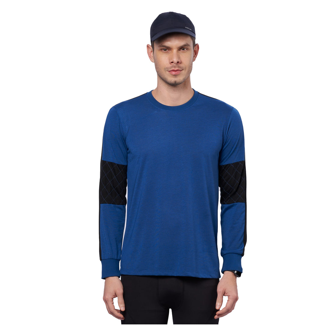 Men's color block full sleeve T-shirt (Blue)