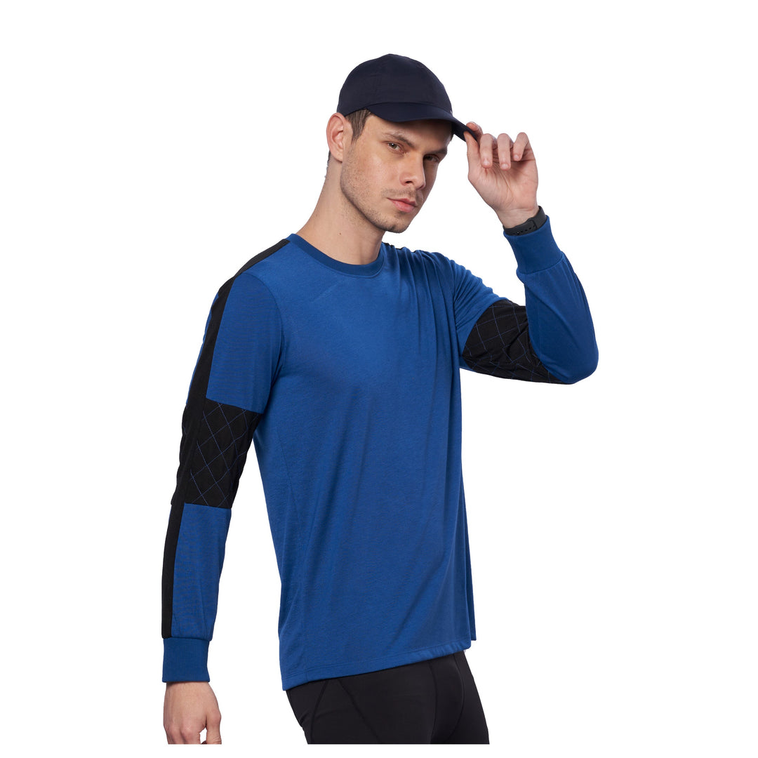 Men's color block full sleeve T-shirt (Blue)