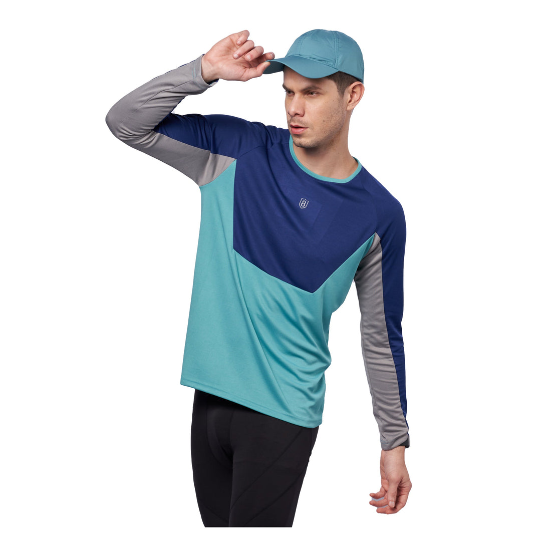 Men's breathable color block full sleeve T-shirt for Running/Training/ Gym workout/sports