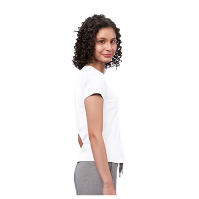 Women's chest metallic branded Couple T-Shirt (White)