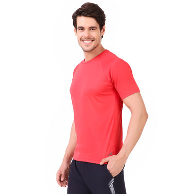 Red-Navy-White Self Design Men Round Neck T-Shirt 100 % Polyerster (Pack of 3)