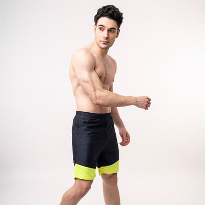 Colourblock Shorts - Blue Lime