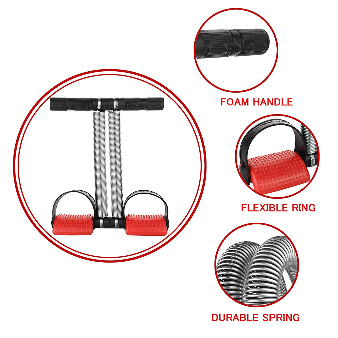 Combo Kit Full Body Exerciser Double Spring Tummy Trimmer AB Wheel Single Rope Toning Tube  (Pack of 3)