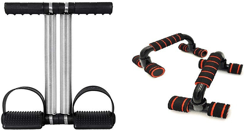 Combo Kit Full Body Exerciser Double Spring Tummy Trimmer Plastic Pushup Bar  (Pack of 2)