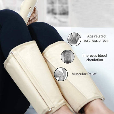 Air Pressure Massager for blood circulation and pain relief of Arms | Leg | Calf and Foot (Brown)