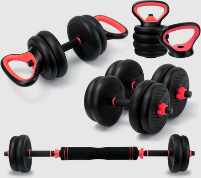 Burnlab 6 in 1 Multifunctional Weight Training Kit - Dumbbells | Kettlebells and Barbells in 1