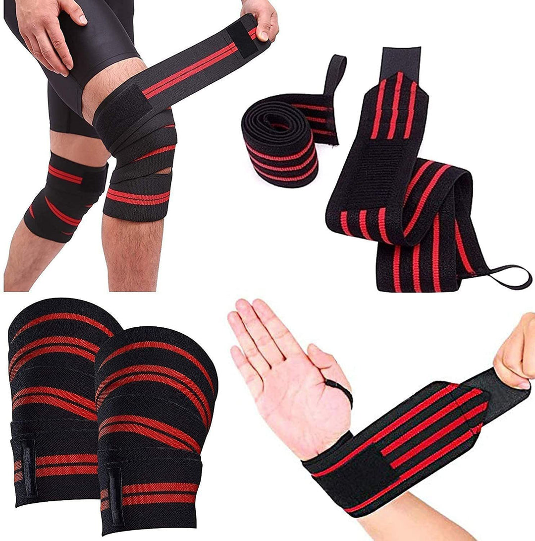 ALYV Knee Wraps and Wrist Support Band Combo