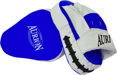 Aurion by 10Club Focus Boxing Pads Curved Maya Hide Leather Hook (Blue) | Jab Target Hand Pads | Great for Training | MMA | Kickboxing | Martial Arts | Karate Training | Strike Shield for Men and Women