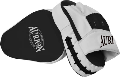 Aurion by 10Club Boxing Pads Focus Curved Maya Hide Leather Hook (Black) | Jab Target Hand Pads Great for MMA | Kickboxing | Martial Arts | Karate Training | Strike Shield | Focus Pad | Sports | Fitness