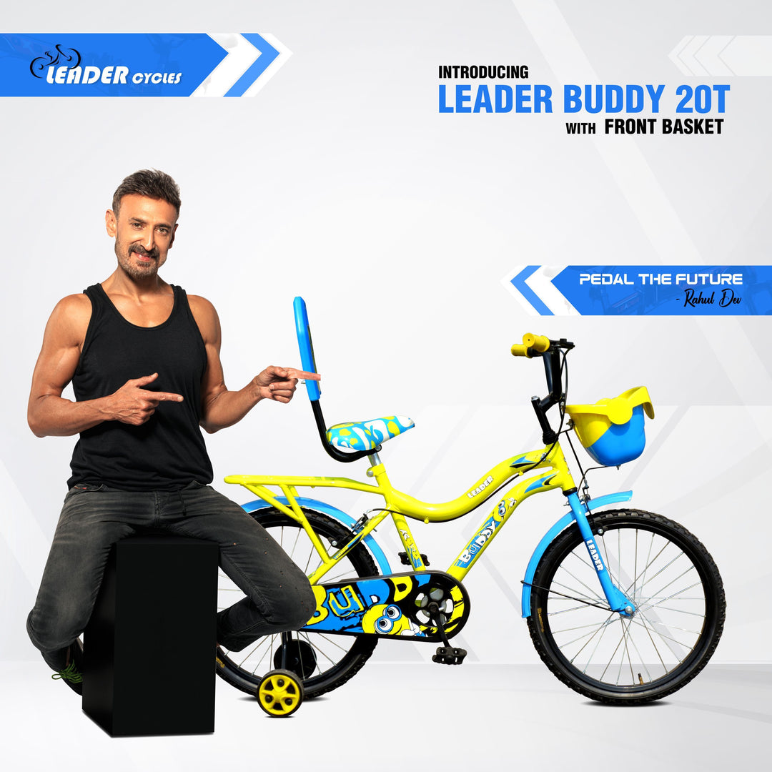 Buddy 20T Kids Cycle with Training Wheels - For Age Group 5 to 9 Years - 20 T Road Cycle Single Speed - Yellow Blue