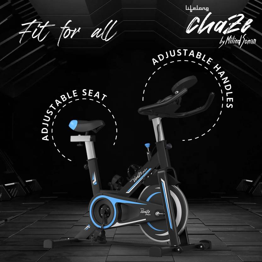 Chaze by Milind Soman Fit Pro Spin Bike with 6Kg Flywheel Upright Stationary Exercise Bike (Blue)