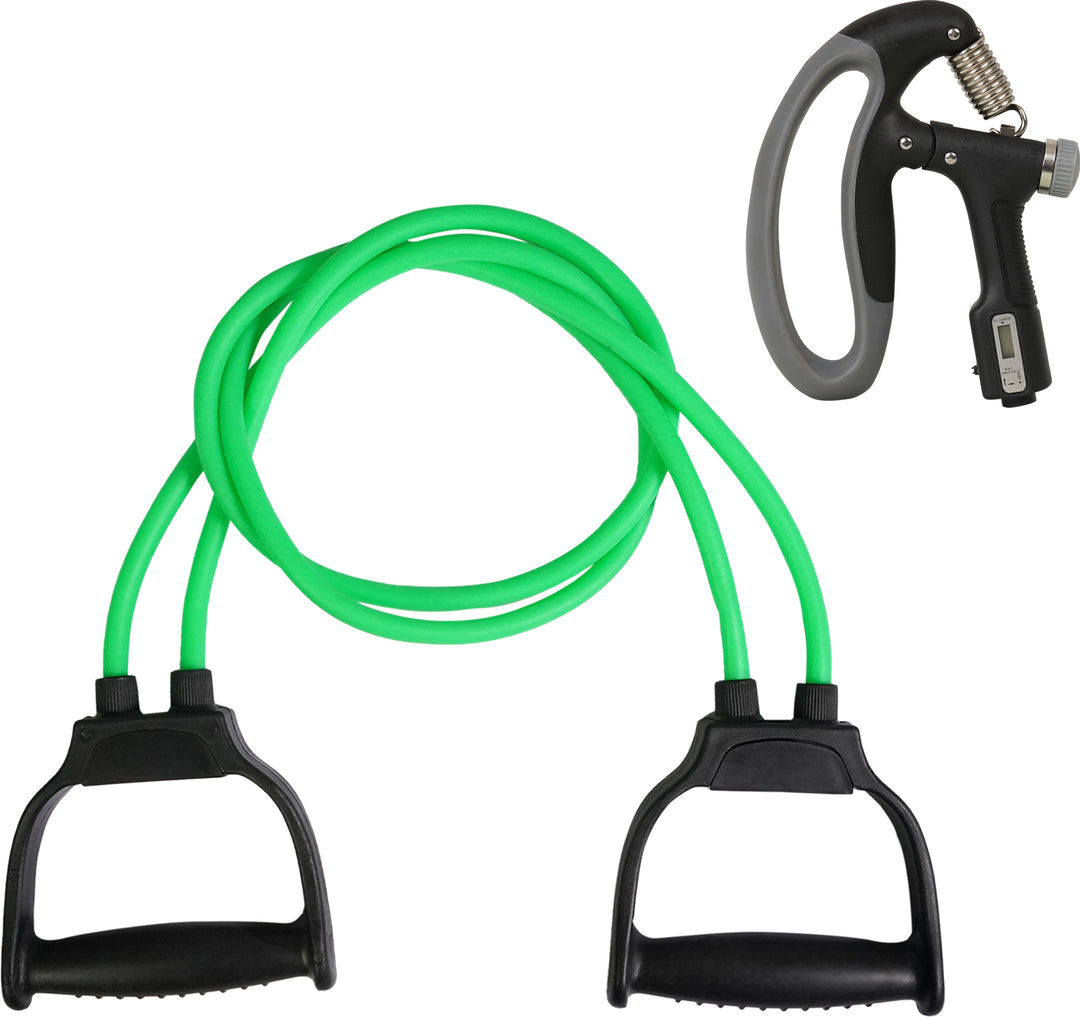 Combo Double Toning Tube & Hand Gripper Gym Electronic Muscle Training 10-120Kg