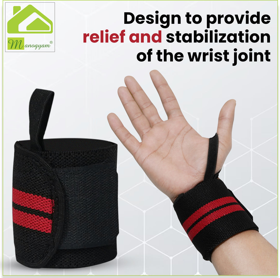 Wrist Support Wrap Band With Thumb Loop For Gym | Powerlift & Tube Chest Expender