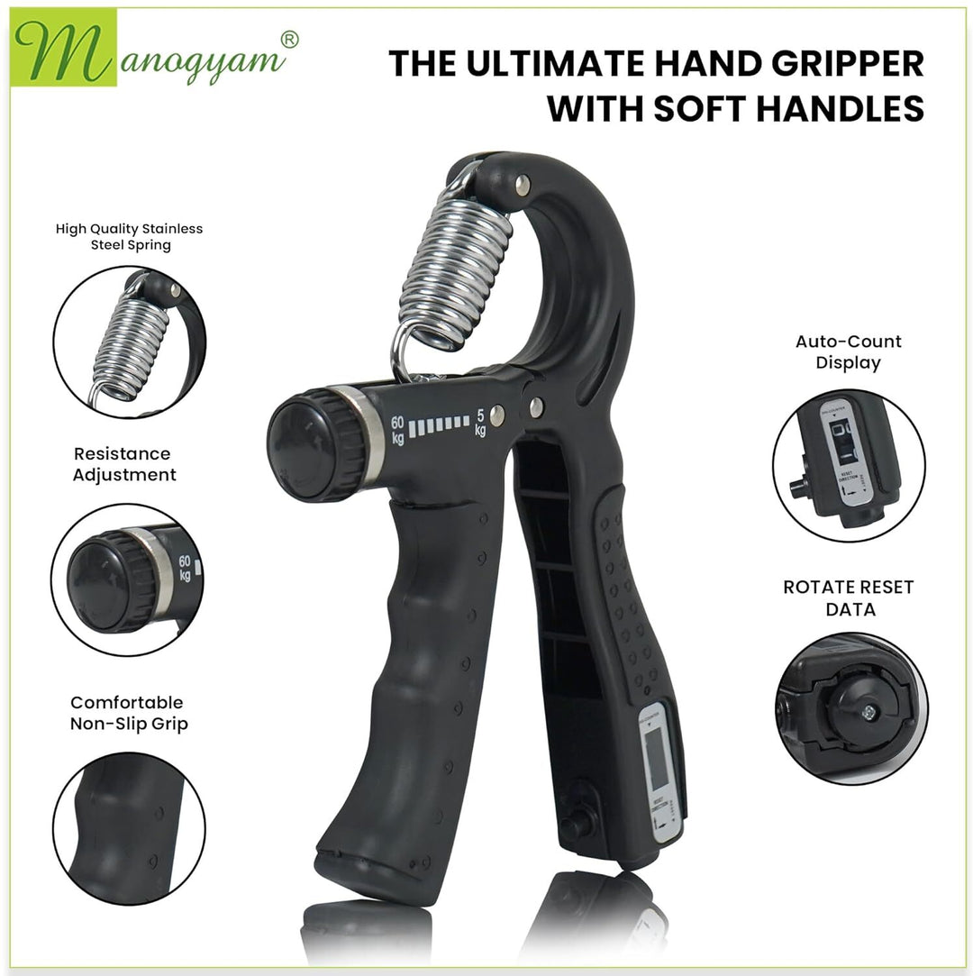 Combo of Adjustable Counter Hand Grip Strengthener & Finger Trainer Hand Workout