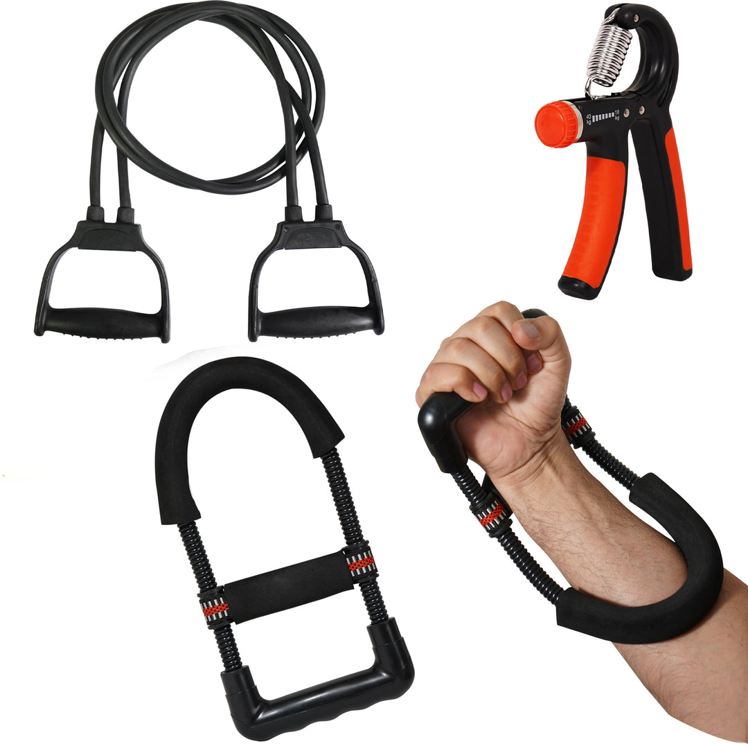 Combo of Hand Gripper | Double Toning Tube & Wrist Exerciser for Full Body& Hand