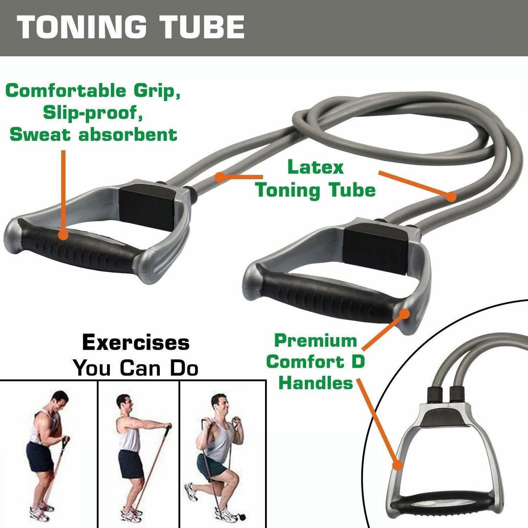 Fitness Combo Of Toning Tube with Hand Grip for Body Workout