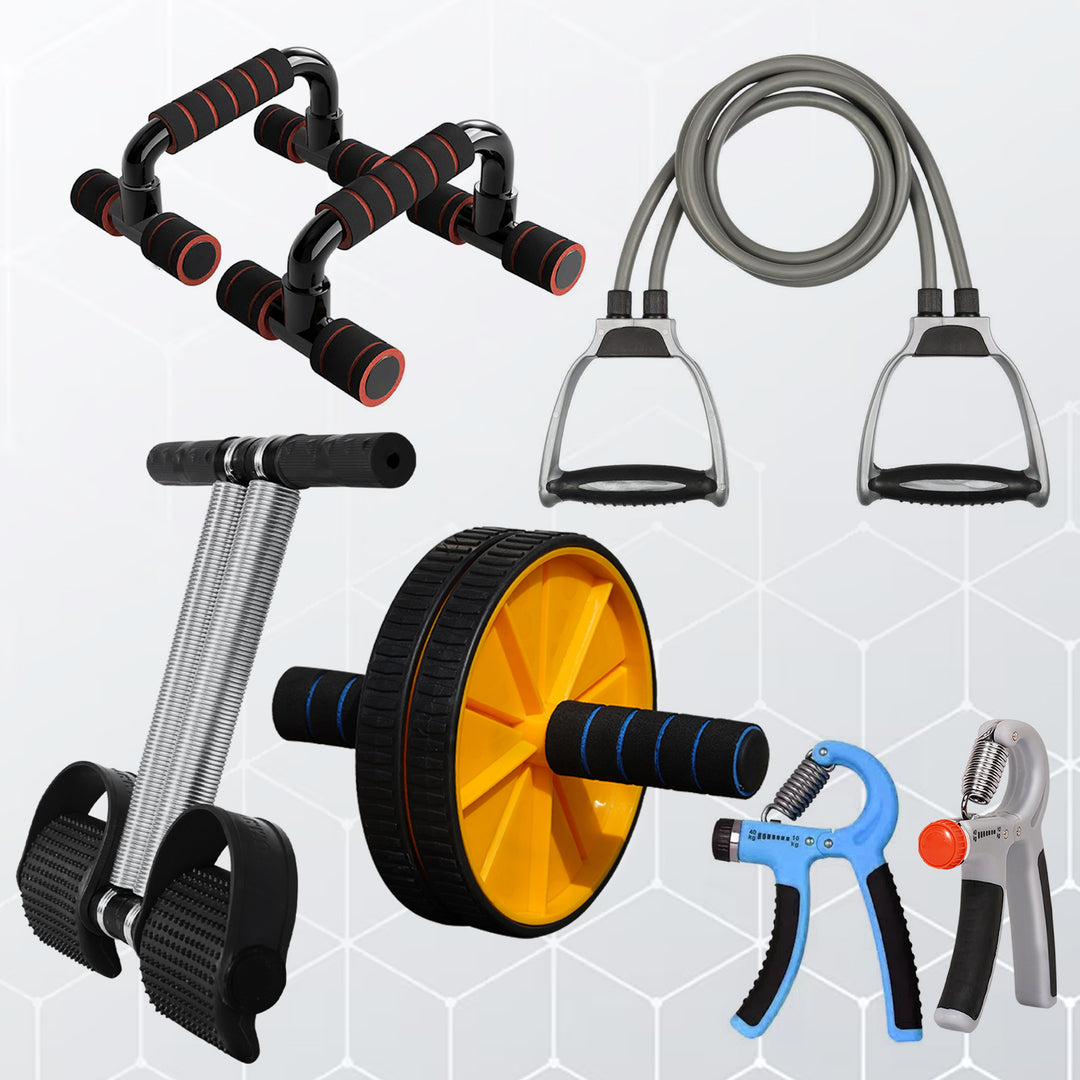 Double Toning Tube |Tummy Trimmer  |Pushup Bar And Ab Roller |Hand Gripper