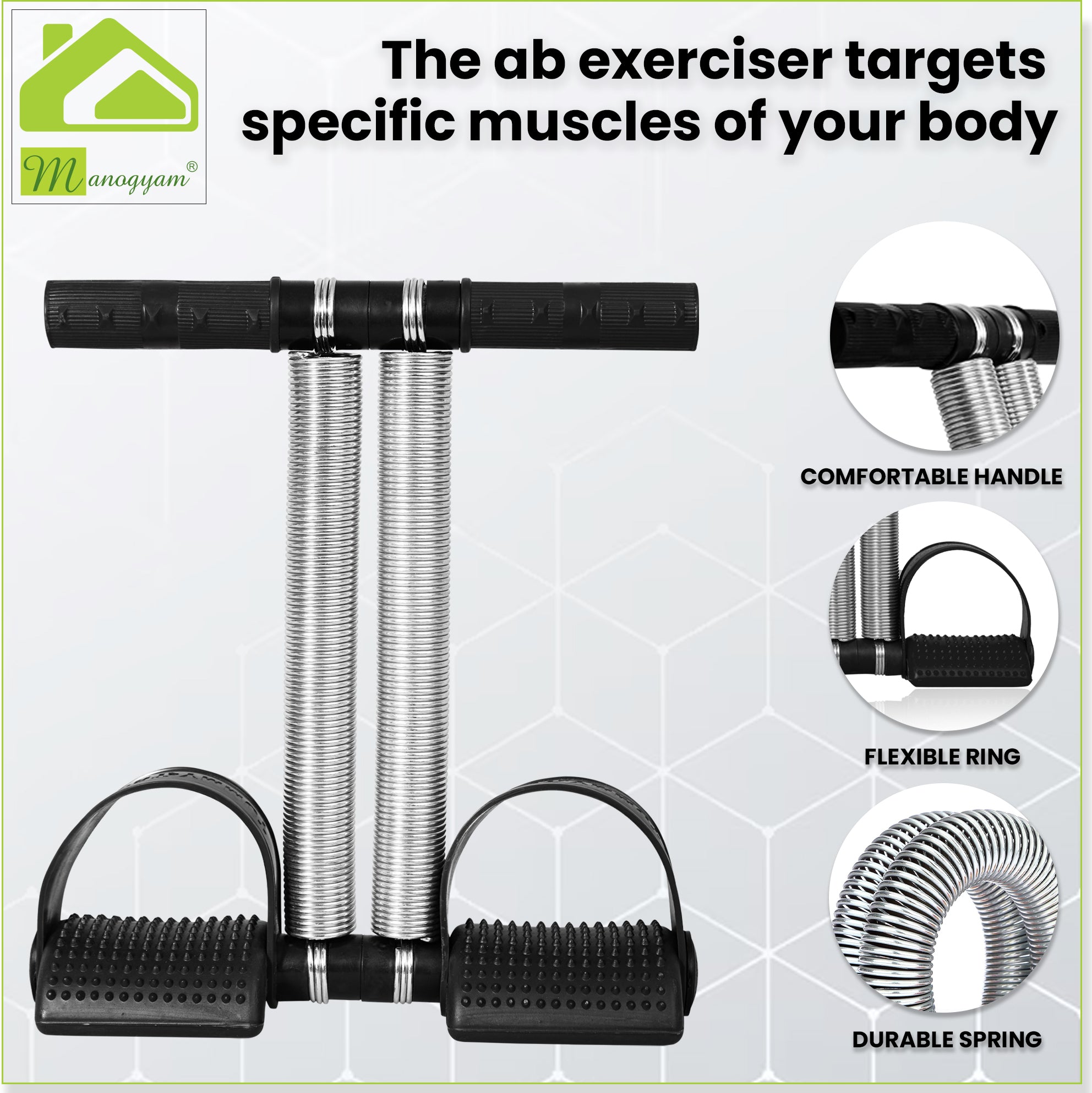 Double Toning Tube Tummy Trimmer Pushup Bar And Ab Roller 30Kg Powe KriyaFit